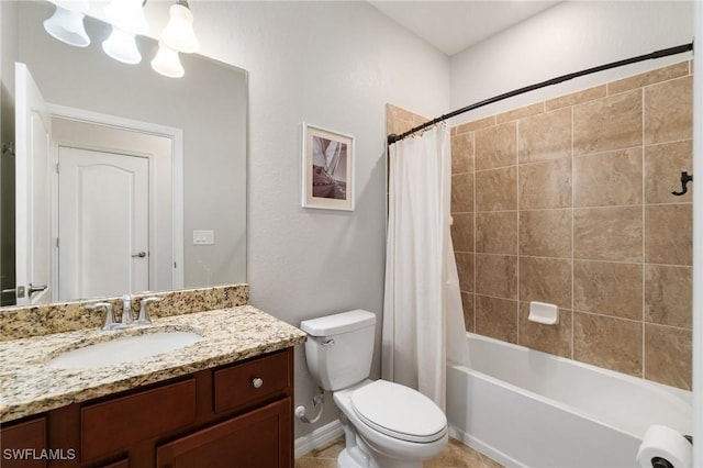 9519 Foxglove Ln, Naples, FL 34120 - bathroom with vanity, toilet, and shower / bath combination with curtain