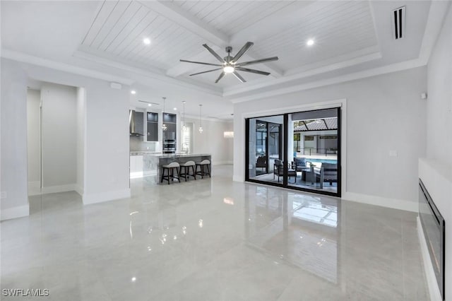 333 12th Ave NE, Naples, FL 34120 - empty room featuring baseboards, beam ceiling, a ceiling fan, recessed lighting, and coffered ceiling