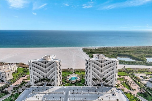 drone / aerial view of unending shoreline