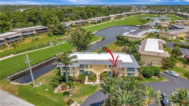 300 Palm Dr Unit 402, Naples, FL 34112 - aerial view of property and surrounding area with a nearby body of water and a golf course