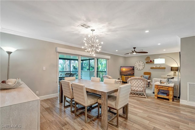 300 Palm Dr Unit 402, Naples, FL 34112 - dining room with crown molding, light wood-style floors, baseboards, a ceiling fan, and recessed lighting