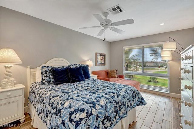 300 Palm Dr Unit 402, Naples, FL 34112 - bedroom featuring light wood-type flooring, ceiling fan, baseboards, and recessed lighting
