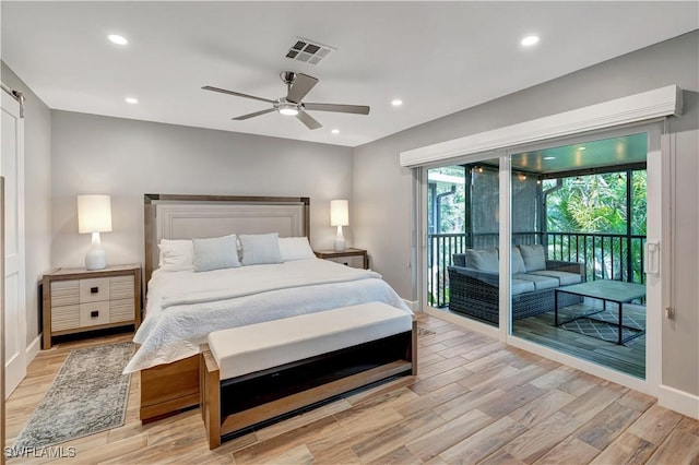 300 Palm Dr Unit 402, Naples, FL 34112 - bedroom with access to exterior, light wood-type flooring, baseboards, and recessed lighting