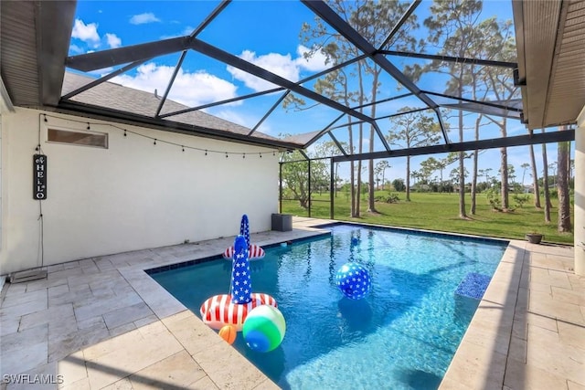 1302 SW 20th St, Cape Coral, FL 33991 - outdoor pool with a patio area, a lawn, and a lanai