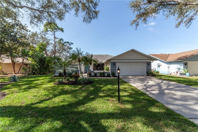 19160 Cypress View Dr, Fort Myers, FL 33967 - single story home with an attached garage, a front yard, and concrete driveway