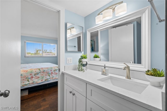 190 Turtle Lake Ct Unit 311, Naples, FL 34105 - bathroom featuring wood finished floors and vanity