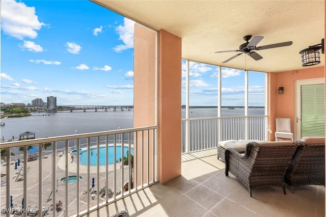 2745 1st St Unit 701, Fort Myers, FL 33916 - balcony featuring a water view and ceiling fan