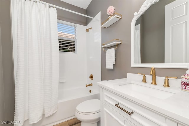6619 Marbella Dr, Naples, FL 34105 - full bathroom with shower / bath combo with shower curtain, vanity, and toilet