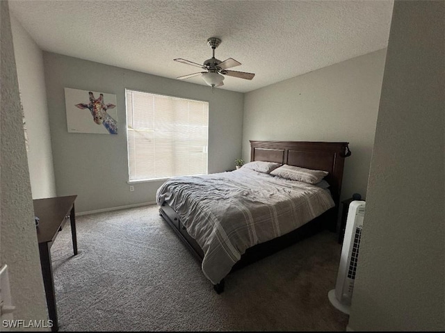 11510 Villa Grand Unit 404, Fort Myers, FL 33913 - bedroom with carpet floors, ceiling fan, a textured ceiling, and baseboards