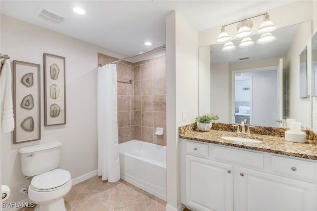 3159 Serena Ln Unit 102, Naples, FL 34114 - bathroom with vanity, toilet, shower / tub combo, baseboards, and tile patterned flooring