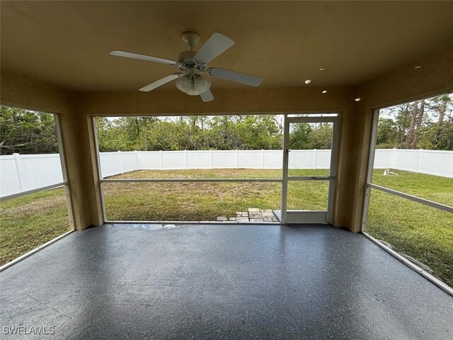 3206 35th St W, Lehigh Acres, FL 33971 - unfurnished sunroom featuring a ceiling fan