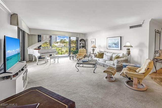 174 S Collier Blvd Unit 304, Marco Island, FL 34145 - carpeted living area featuring ornamental molding