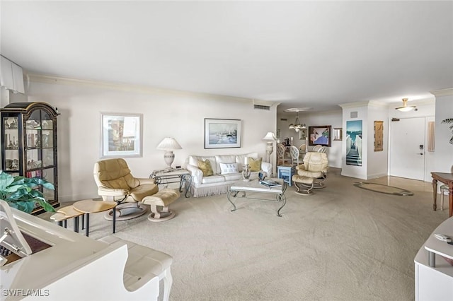 174 S Collier Blvd Unit 304, Marco Island, FL 34145 - living room featuring crown molding and carpet