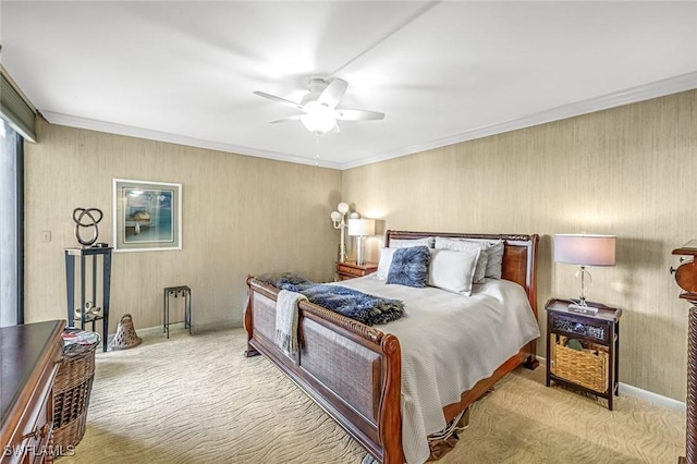 174 S Collier Blvd Unit 304, Marco Island, FL 34145 - carpeted bedroom with ornamental molding and a ceiling fan