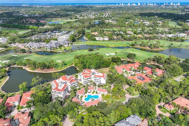 2630 Grey Oaks Dr N Unit B18, Naples, FL 34105 - aerial overview of property's location featuring nearby suburban area, a golf course, and a nearby body of water