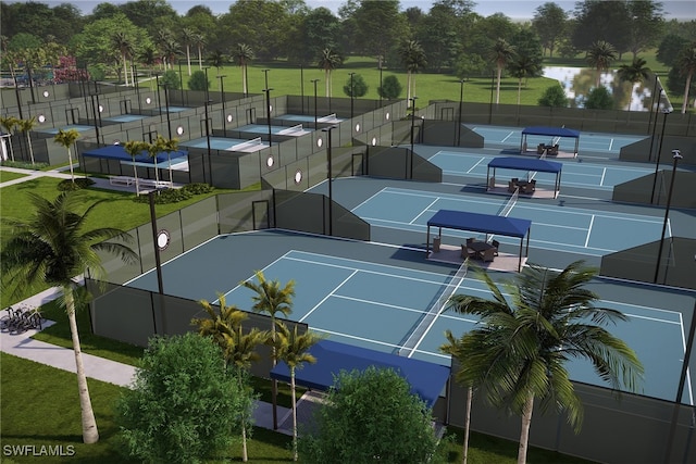 3384 Meloy Dr, Fort Myers, FL 33905 - view of tennis court with view of wooded area