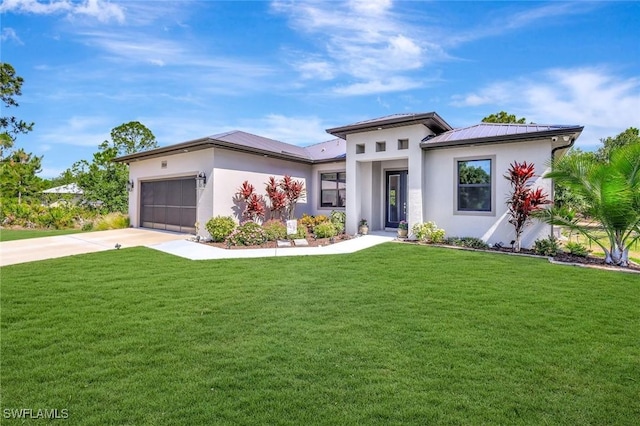 7824 7th Ter, Labelle, FL 33935 - prairie-style home with stucco siding, driveway, a front yard, and an attached garage