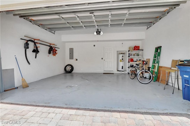 9820 Healthpark Cir Unit 101, Fort Myers, FL 33908 - garage featuring water heater, electric panel, and a garage door opener