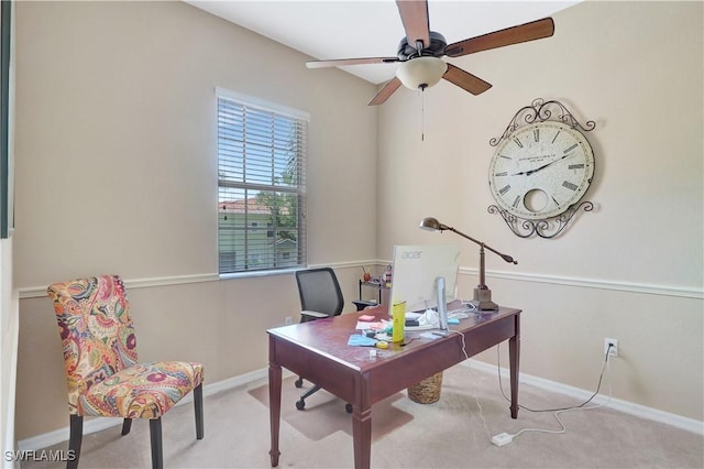 9820 Healthpark Cir Unit 101, Fort Myers, FL 33908 - office with carpet floors, a ceiling fan, and baseboards