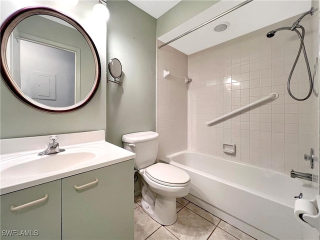 13264 White Marsh Ln Unit 3318, Fort Myers, FL 33912 - bathroom with washtub / shower combination, vanity, toilet, and tile patterned flooring