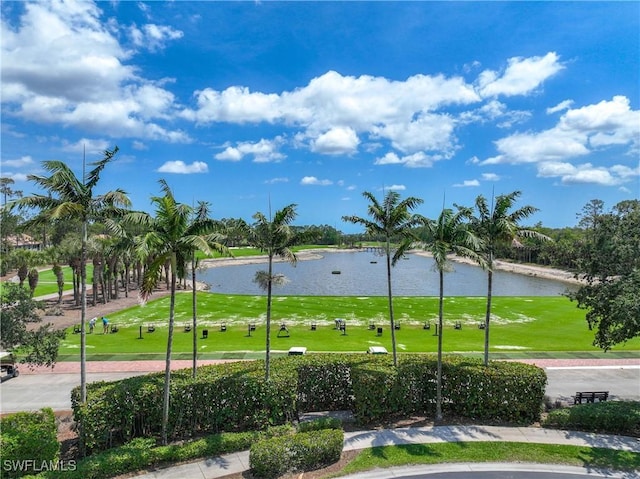 view of property's community with a water view