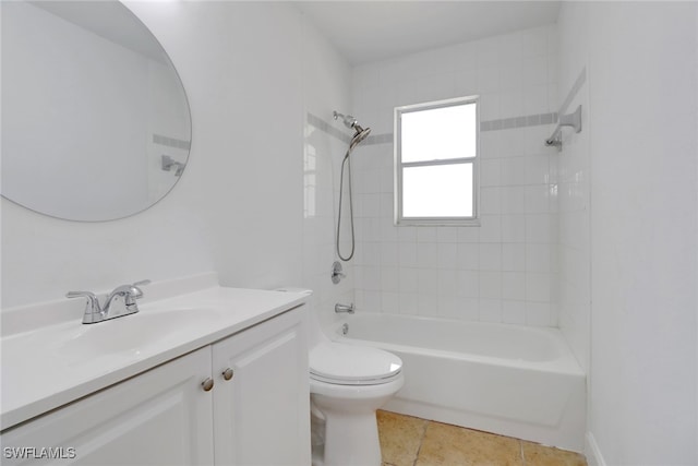 18298 Hepatica Rd, Fort Myers, FL 33967 - bathroom featuring toilet, vanity, tub / shower combination, and tile patterned floors