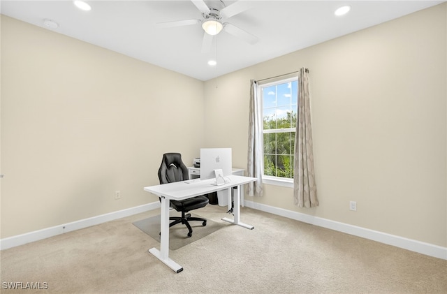17672 Silverspur Dr, Punta Gorda, FL 33982 - carpeted office space featuring ceiling fan and recessed lighting