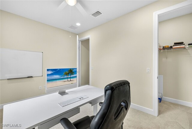 17672 Silverspur Dr, Punta Gorda, FL 33982 - office space with a ceiling fan, carpet flooring, attic access, and recessed lighting