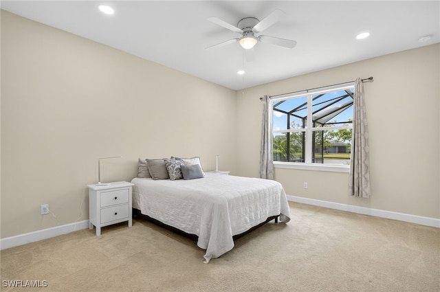 17672 Silverspur Dr, Punta Gorda, FL 33982 - bedroom featuring light colored carpet, recessed lighting, and ceiling fan