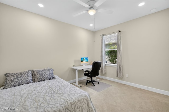 17672 Silverspur Dr, Punta Gorda, FL 33982 - bedroom featuring carpet floors, recessed lighting, a desk, and ceiling fan