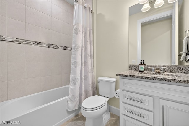 17672 Silverspur Dr, Punta Gorda, FL 33982 - bathroom featuring vanity, shower / bathtub combination with curtain, and tile patterned floors