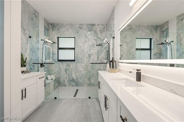 24131 Cock Robin Ln, Bonita Springs, FL 34135 - full bathroom with vanity and a marble finish shower