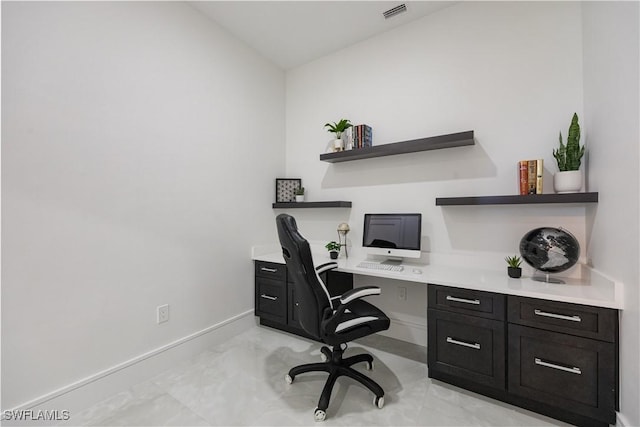 24131 Cock Robin Ln, Bonita Springs, FL 34135 - office area featuring baseboards and light marble finish flooring