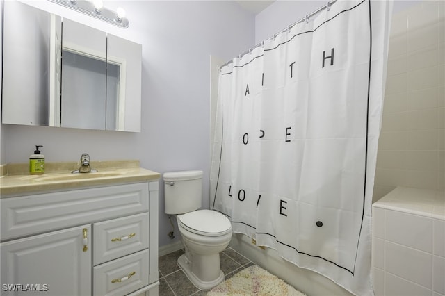 1083 Pollywog Dr, Labelle, FL 33935 - full bathroom with toilet, vanity, tile patterned floors, and shower / tub combo