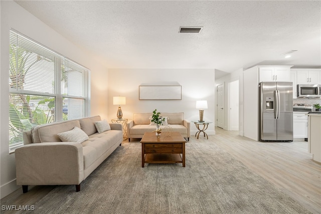 5863 Millay Ct, North Fort Myers, FL 33903 - living room featuring light wood-type flooring, a textured ceiling, and baseboards