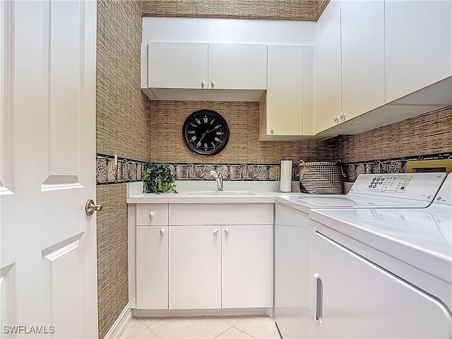 11256 Bienvenida Way Unit 6D, Fort Myers, FL 33908 - laundry area featuring cabinet space, separate washer and dryer, and light tile patterned flooring