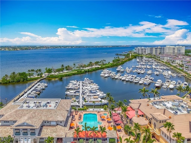 11256 Bienvenida Way Unit 6D, Fort Myers, FL 33908 - aerial view of numerous boat docks, a large body of water, and a pool