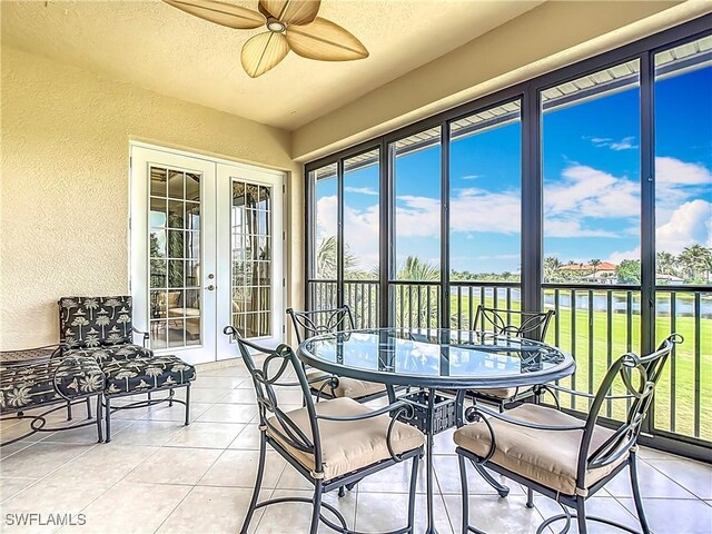 11256 Bienvenida Way Unit 6D, Fort Myers, FL 33908 - sunroom with a water view and french doors