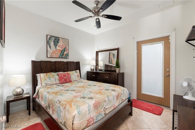 5105 Rutland Ct, Cape Coral, FL 33904 - bedroom featuring light tile patterned floors and a ceiling fan