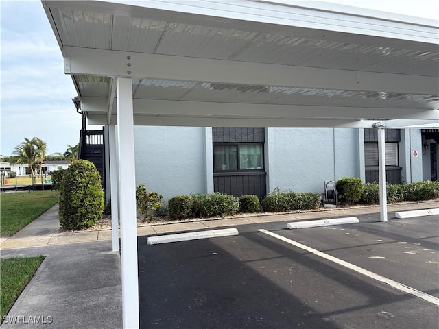 view of covered parking lot