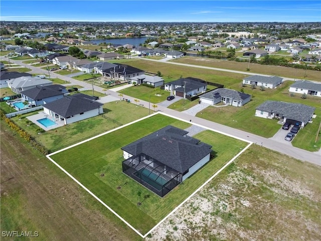 aerial perspective of suburban area featuring a large body of water