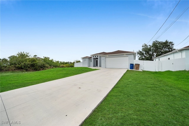 view of front facade with concrete driveway and a garage
