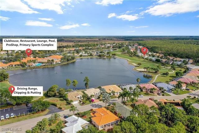 aerial view of residential area with a nearby body of water