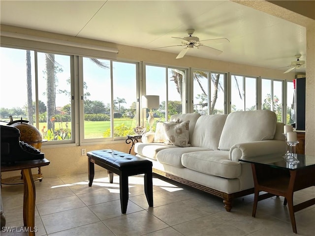 sunroom featuring tile patterned flooring