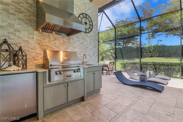 14179 Charthouse Ct, Naples, FL 34114 - view of patio / terrace with a sink and a lanai