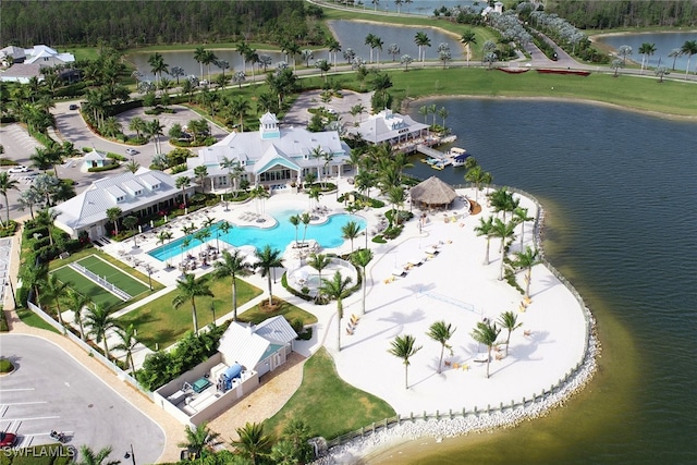 14179 Charthouse Ct, Naples, FL 34114 - bird's eye view of a nearby body of water and a pool