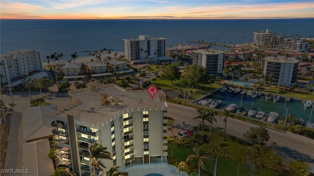 2150 Gulf Shore Blvd N Unit 701, Naples, FL 34103 - aerial view at dusk of a water view and a view of city