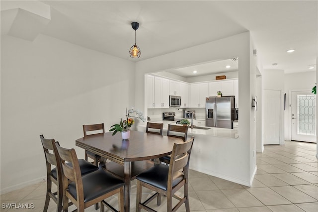 2780 Blossom Way, Naples, FL 34120 - dining space with light tile patterned floors, baseboards, and recessed lighting