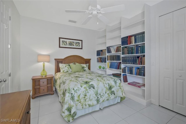 1428 SW 52nd Ln, Cape Coral, FL 33914 - tiled bedroom featuring a closet and ceiling fan