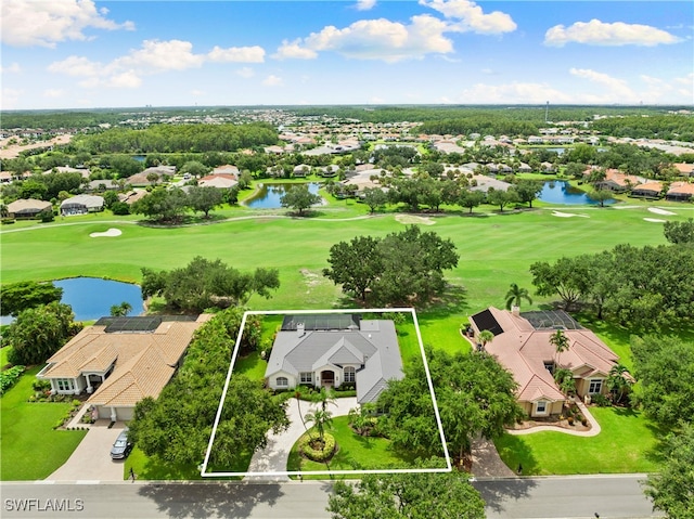 11730 Rosemount Dr, Fort Myers, FL 33913 - aerial perspective of suburban area featuring a local golf course, a large body of water, and property parcel outlined